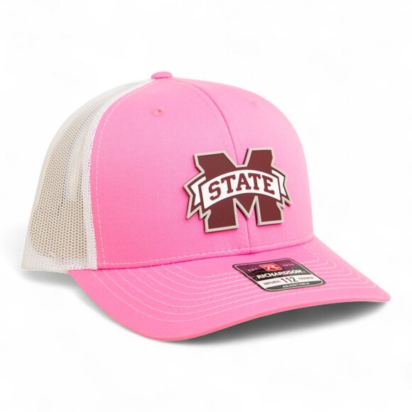 Mississippi State Bulldogs 3D Snapback Trucker Hat- Pink/ White - Picture 1 of 3